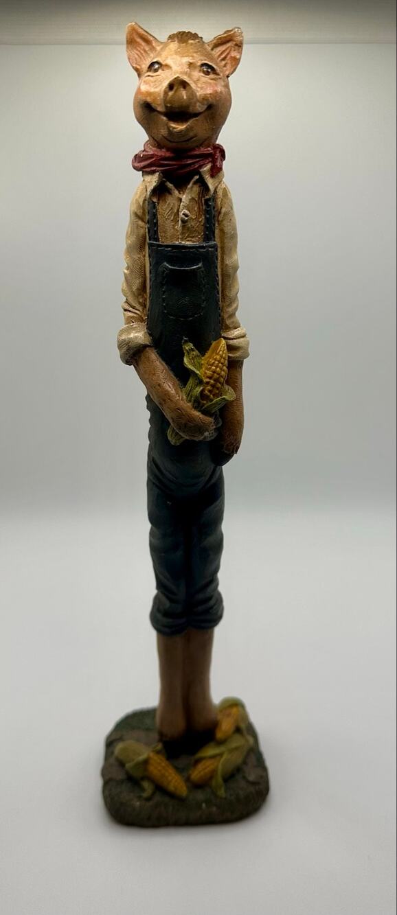 Jim Shore "Tall Skinny Pencil Pig" farmer 1992